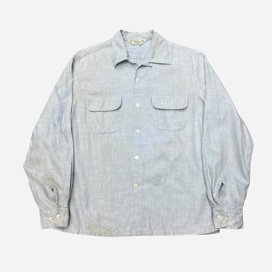 1950s Light blue cotton loop collar shirt (L)