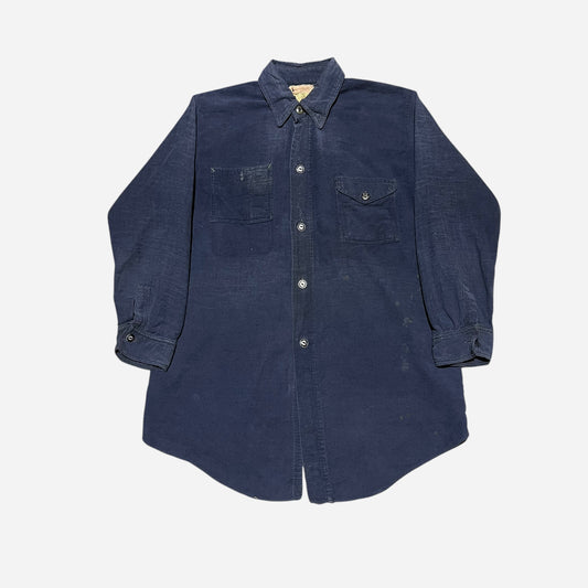 1930s Big Yank navy blue cotton/moleskin work shirt (XS)