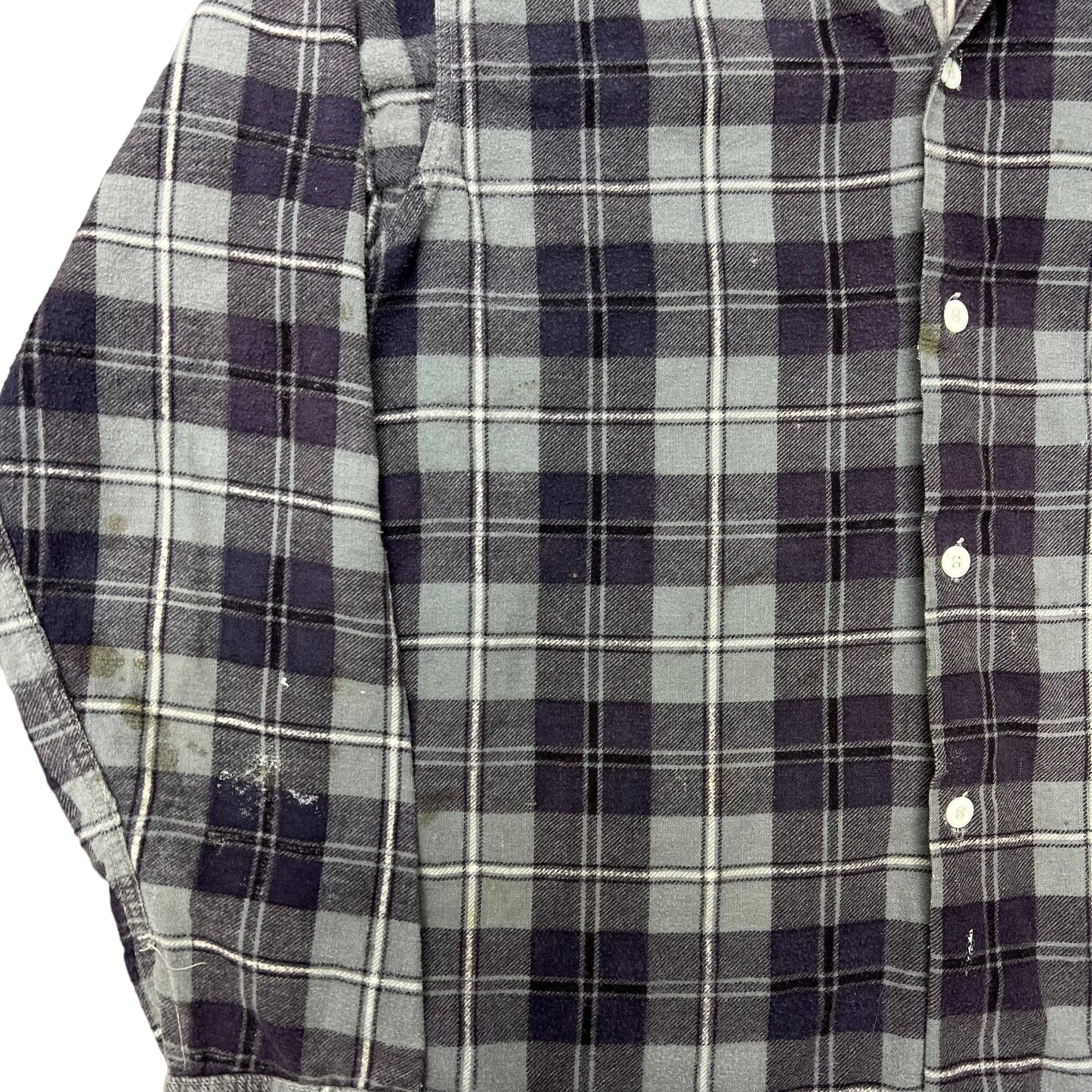 1950s Cotton printed plaid shirt flannel (M)