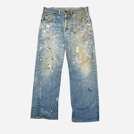 1960s Lee Riders paint splattered half selvedge jeans (32w)