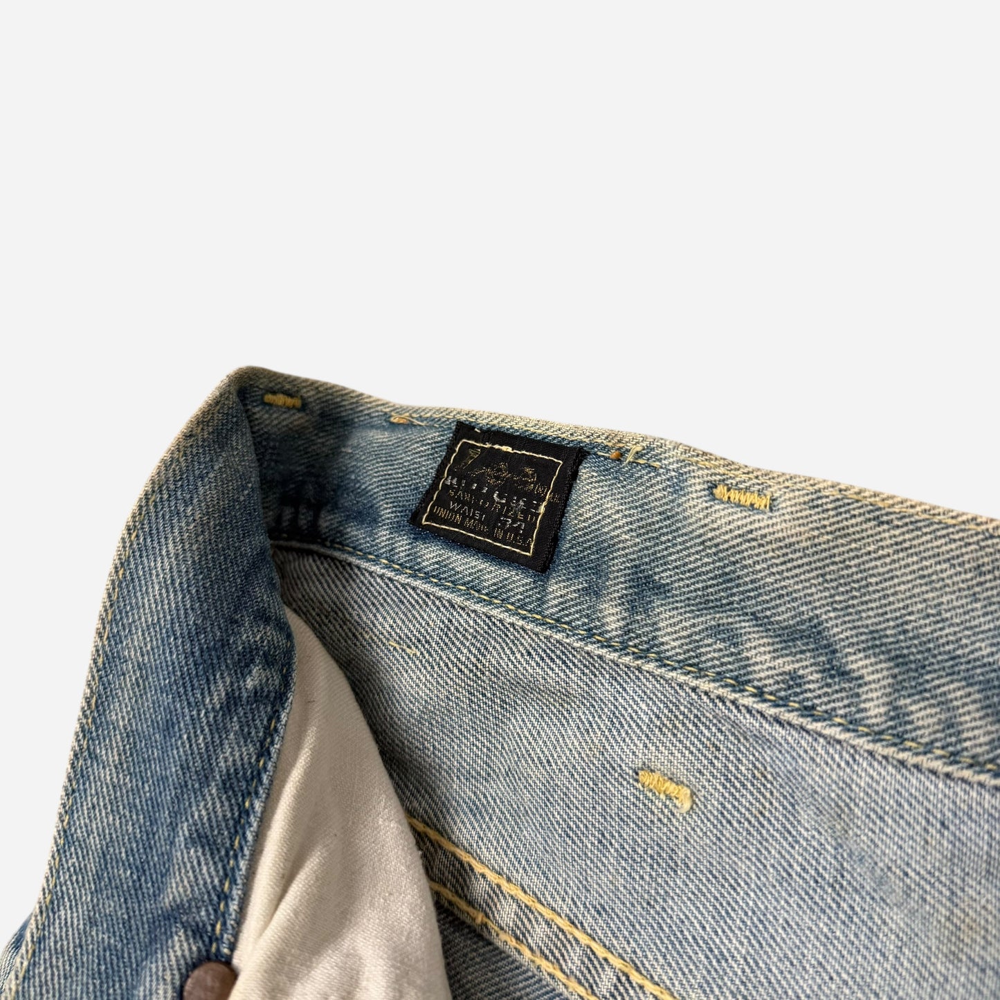 1960s Lee Riders paint splattered half selvedge jeans (32w)