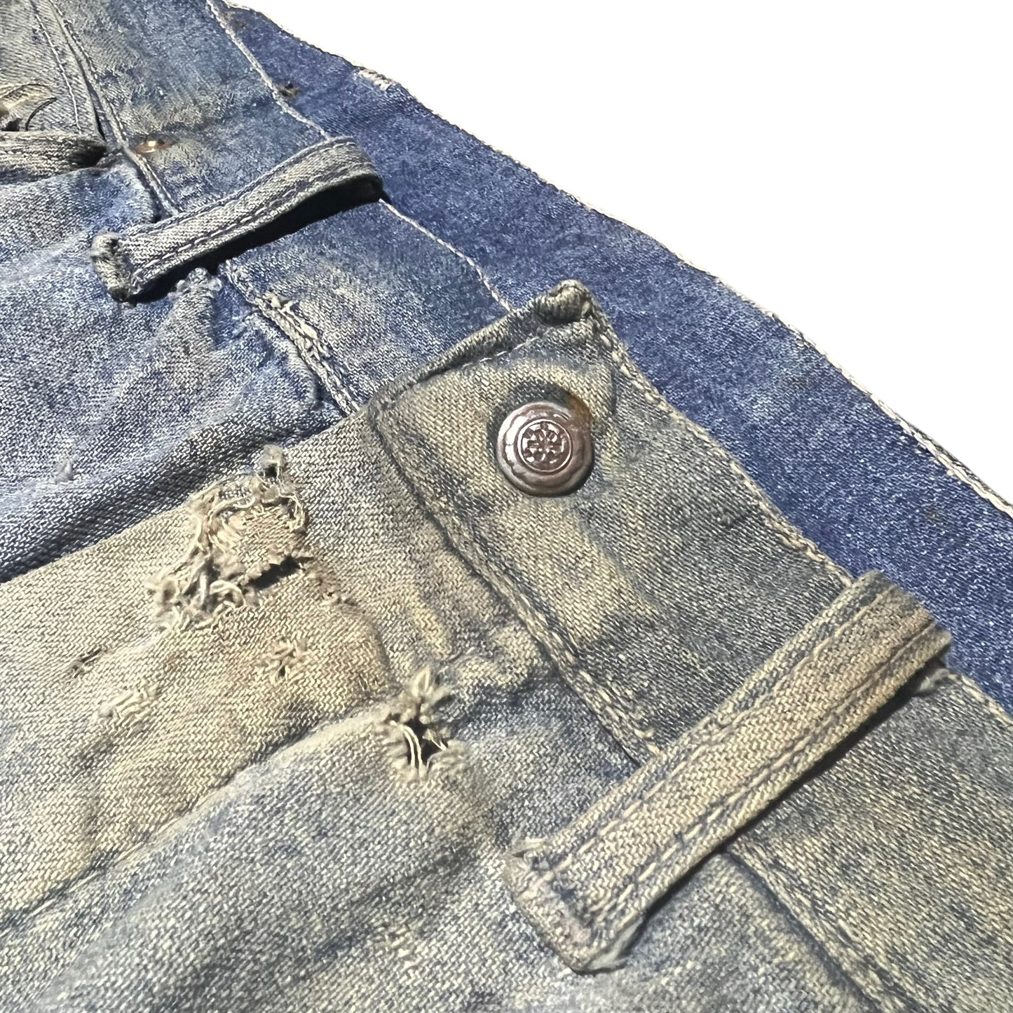 1930s As-is buckle back donut fly denim jeans (32w)