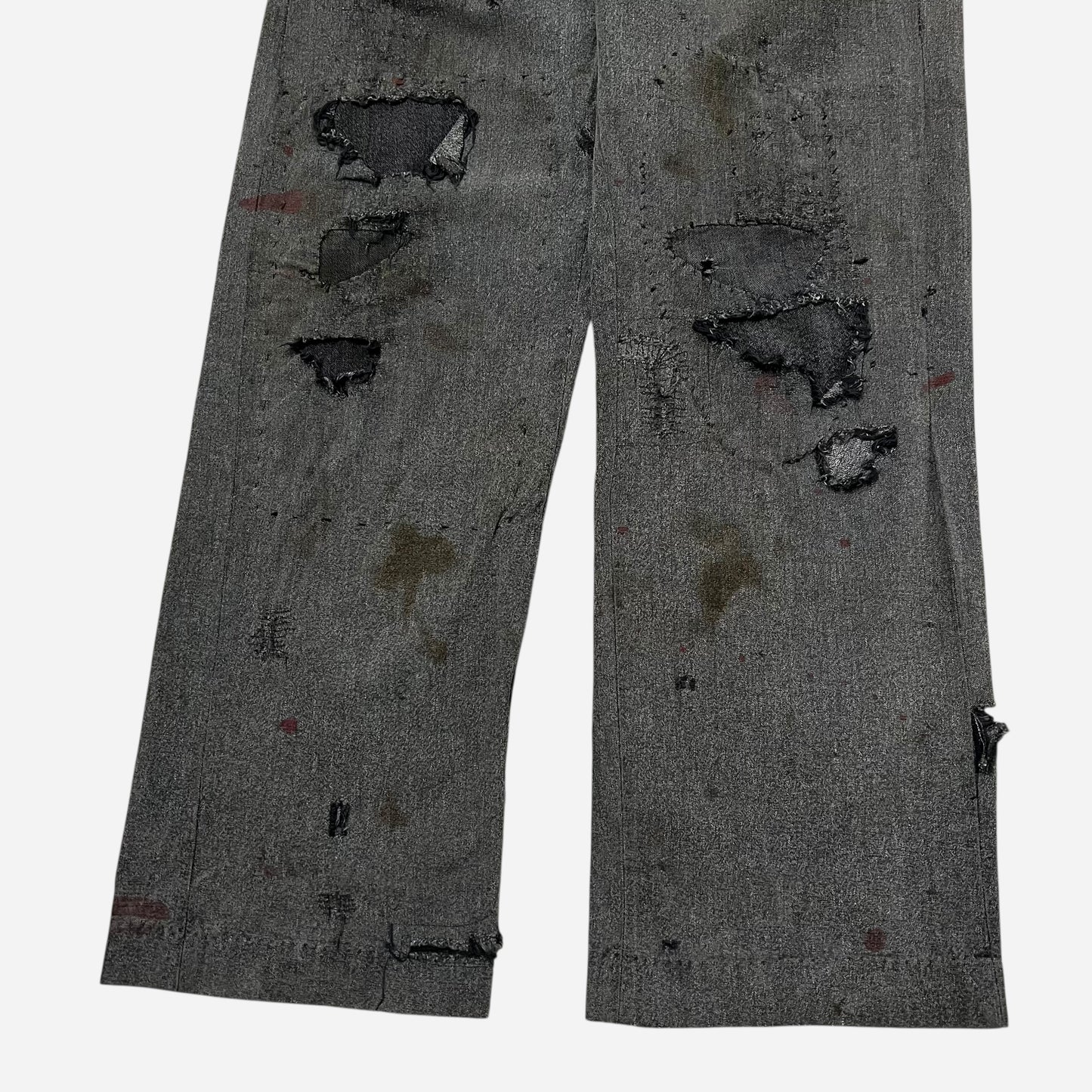 1940s Heavily repaired salt & pepper button fly work pants (30w)