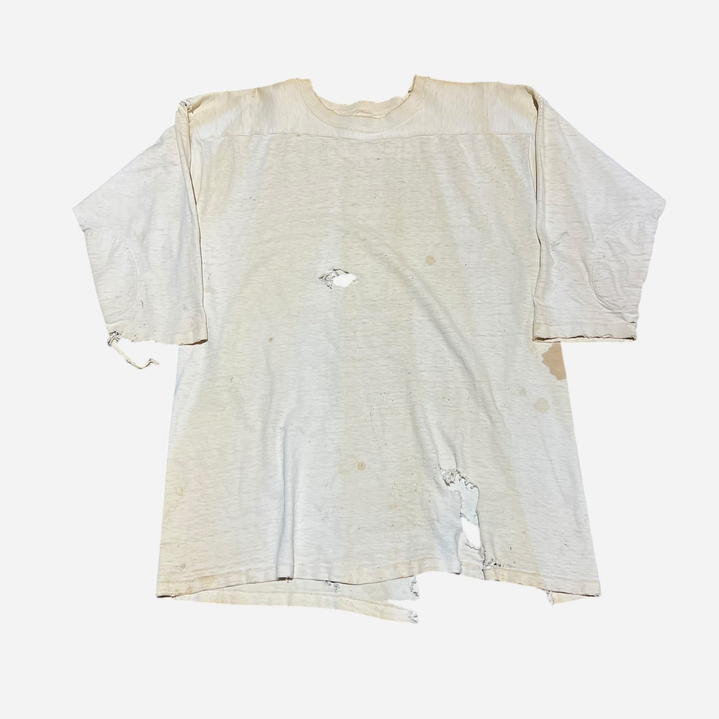 1960s Hanes thrashed hand drawn “Help Protect Street Racing” white cotton jersey shirt (L)