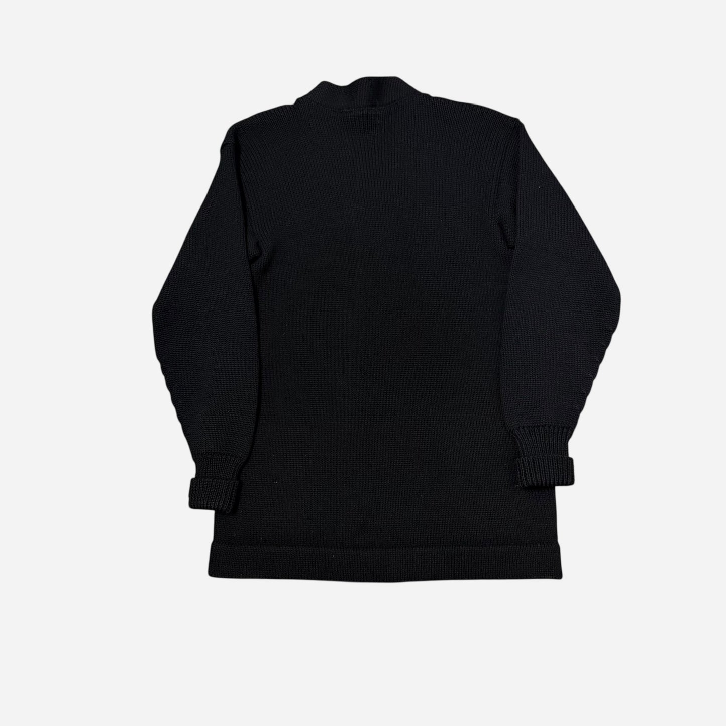 1940s Black wool knit cardigan sweater (M)