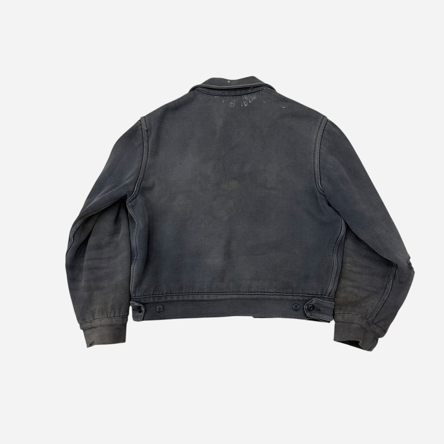 1950s Black sun faded cotton whipcord work jacket (S/M)