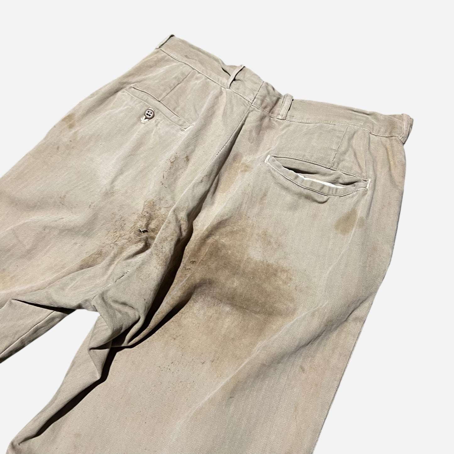 1940s Anvil khaki hbt button fly work pants (32w)