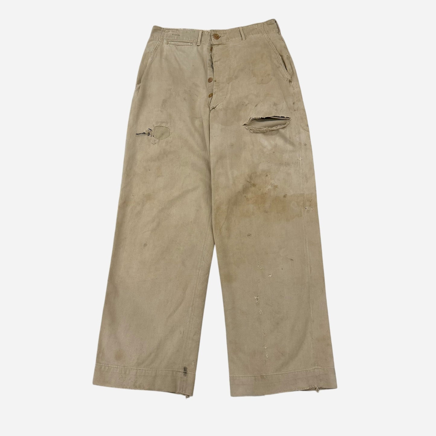 1940s WWII U.S. Army button fly khaki chino pants (30w)