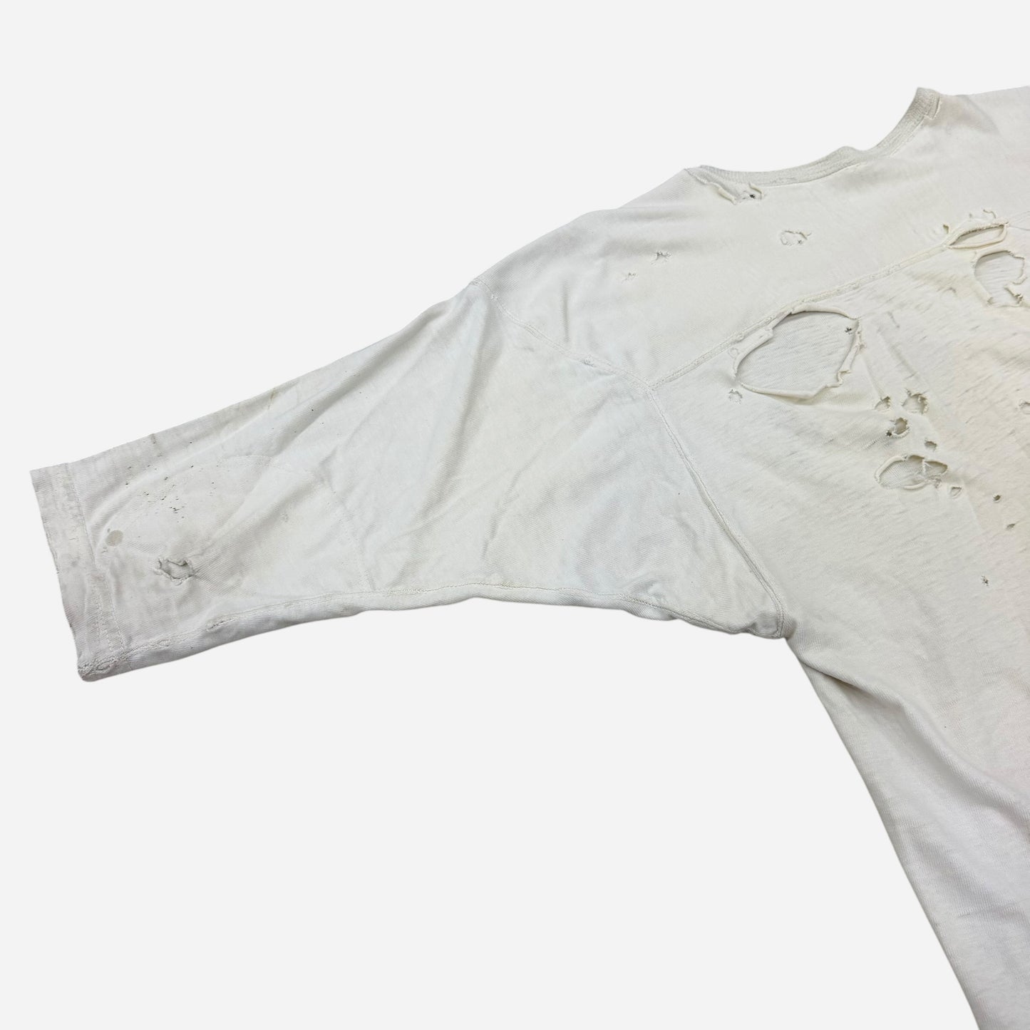 1950s Thrashed white cotton athletic jersey shirt (M)