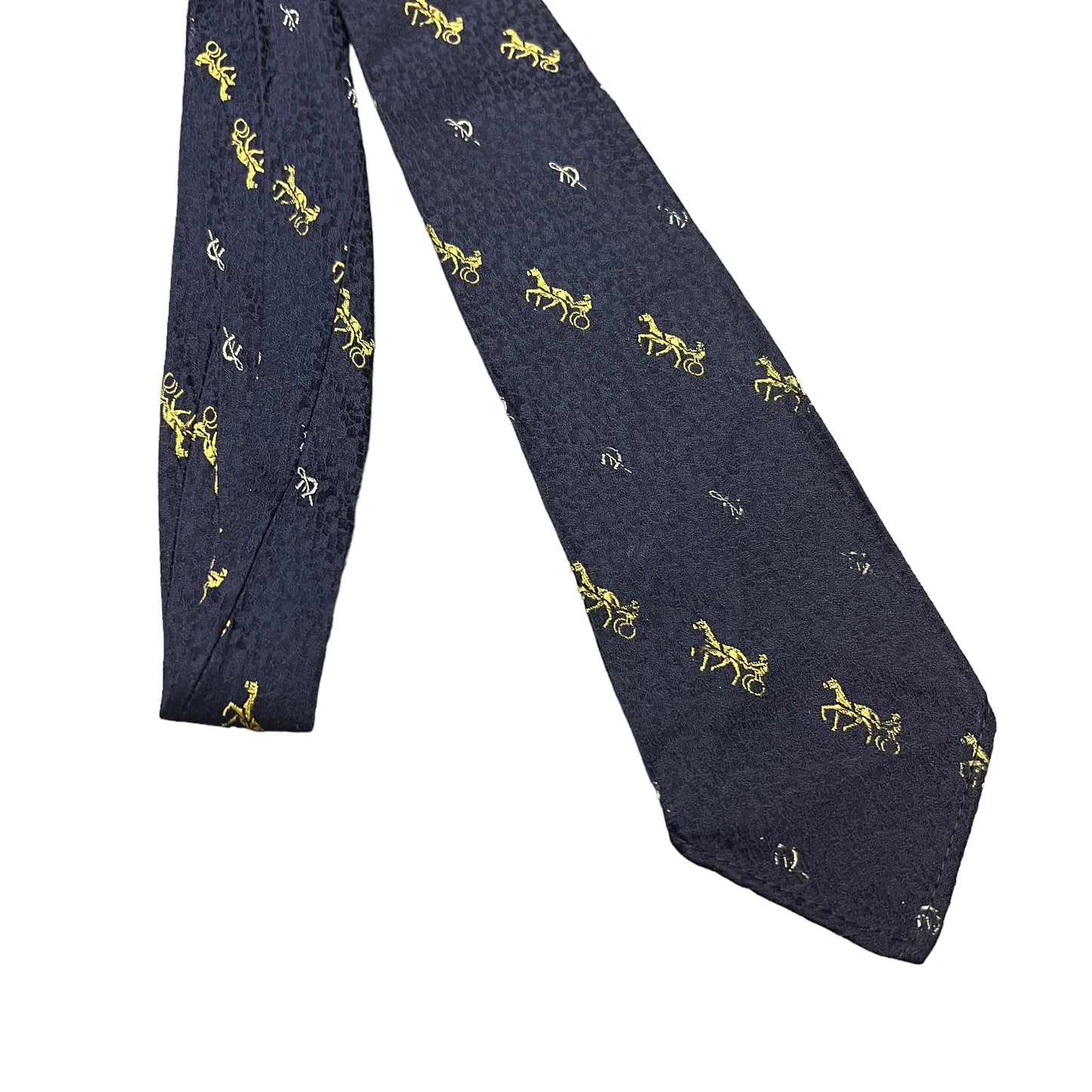 1950s Navy horse & carriage print neck tie