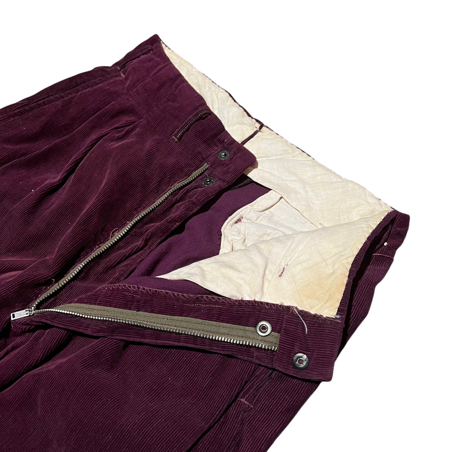 1940s Purple corduroy pleated pants (28w)