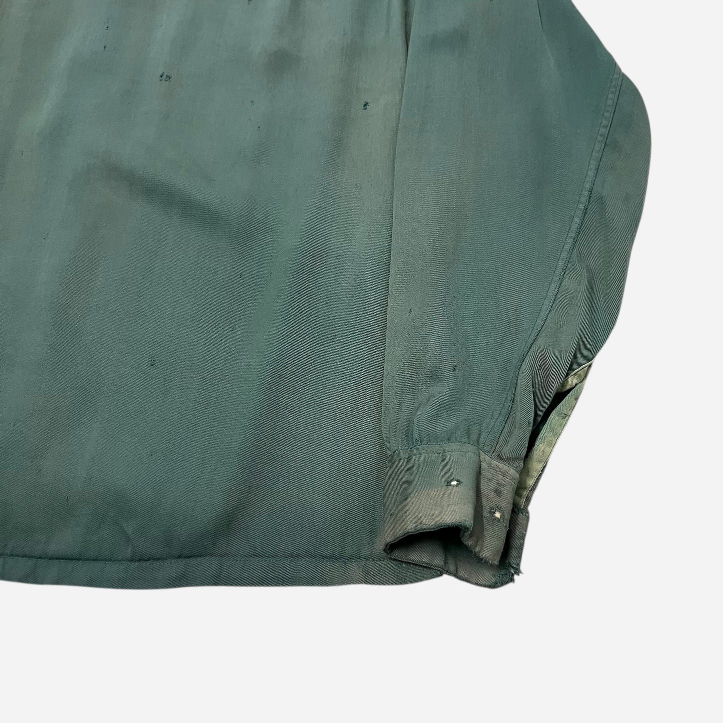 1950s Penneys Towncraft green rayon flap pocket loop collar shirt (M)