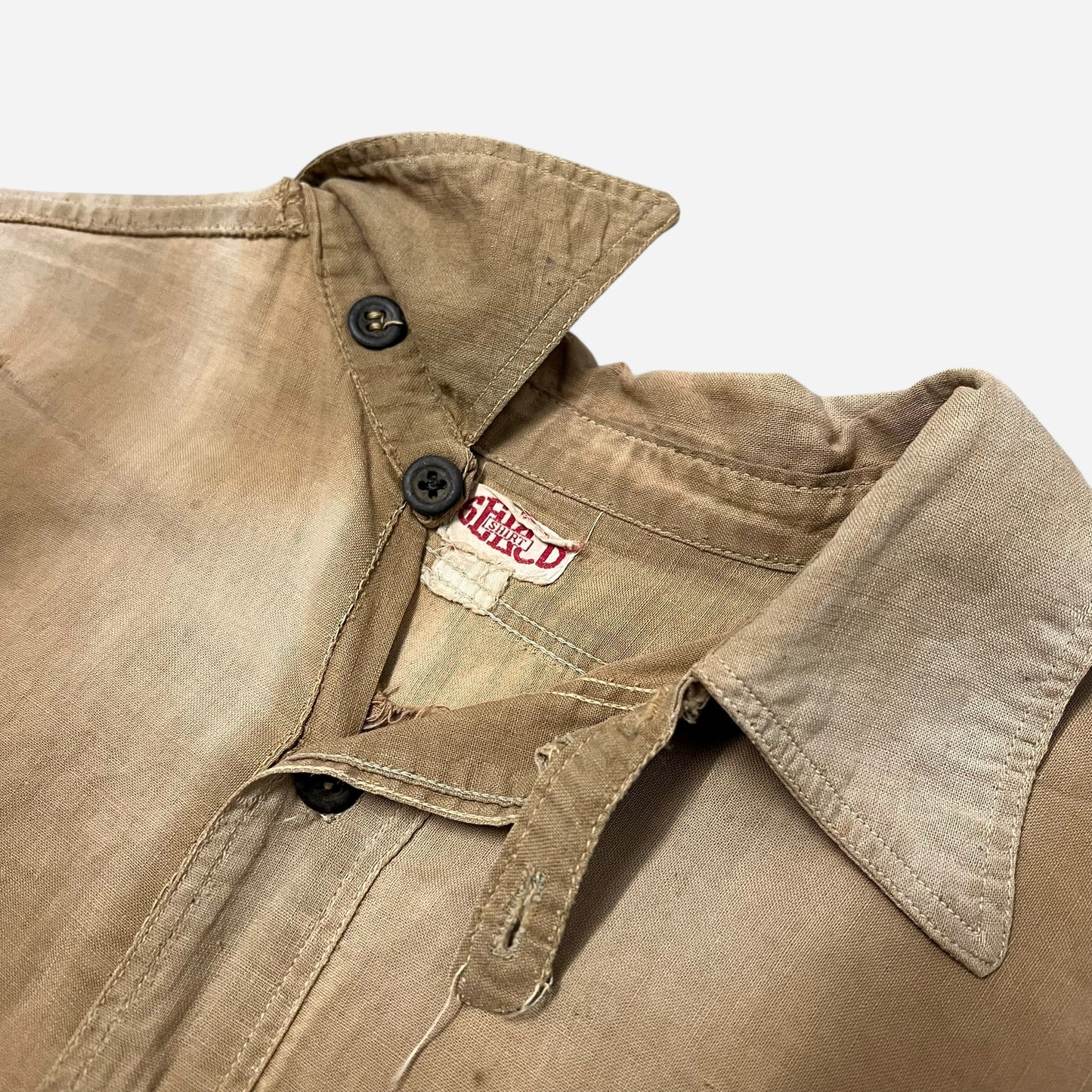 1920s “Shield” cotton sun faded chinstrap work shirt (L)
