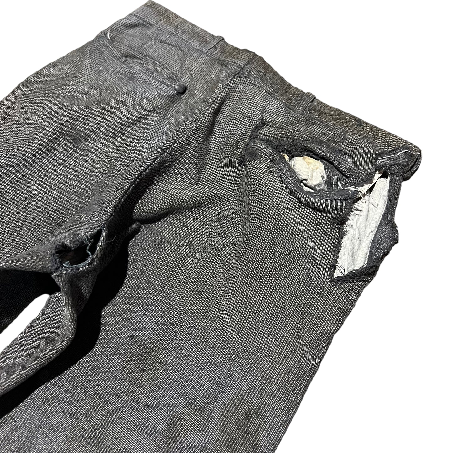 1940s As-is Stifel Ironclad moleskin salt and pepper work pants (30w)