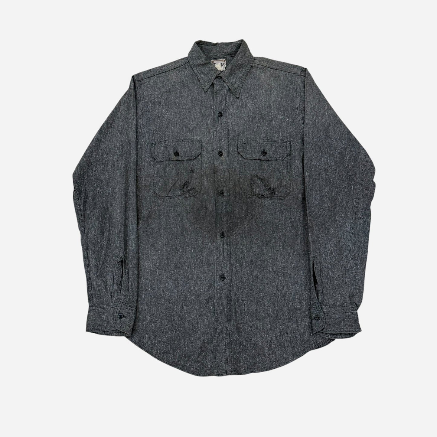 1960s Salt & pepper chambray work shirt (M)