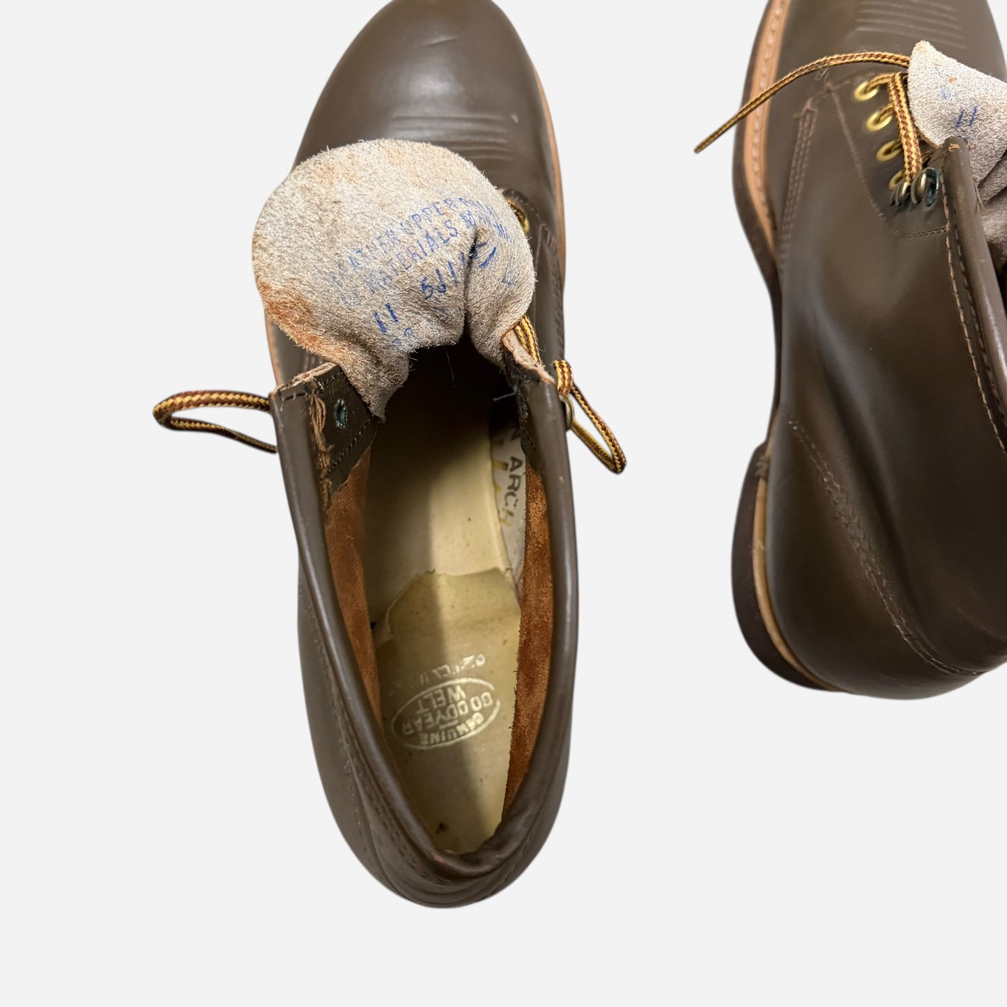 1940s 1950s NOS Lion Brand cowhide leather cork sole work boots (M10.5)