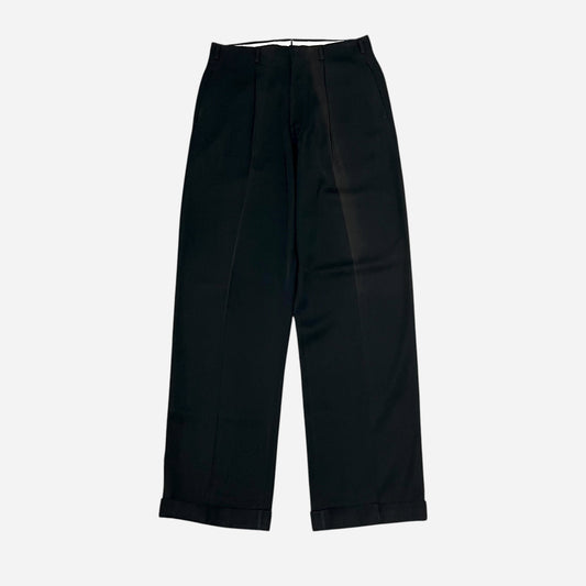 1950s Black rayon pleated drop loop pants (30w)