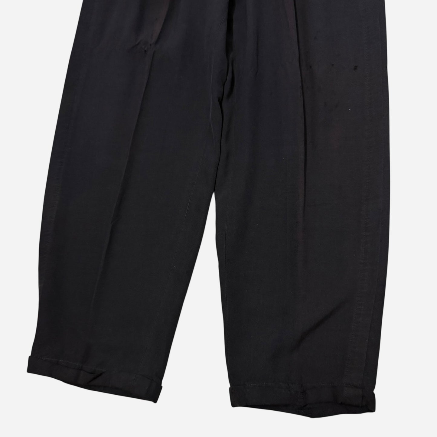 1950s Dan Mar black rayon pleated pants (29w)