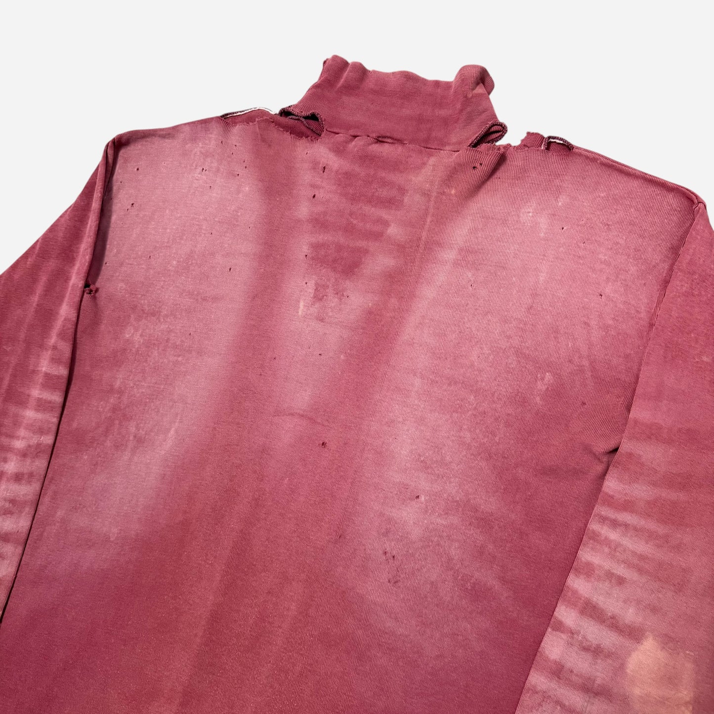 1940s Red sun faded farmer overall strap fade mock neck cotton shirt (L)