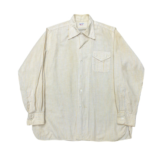 1940s Yellow striped button down collared shirt (M)