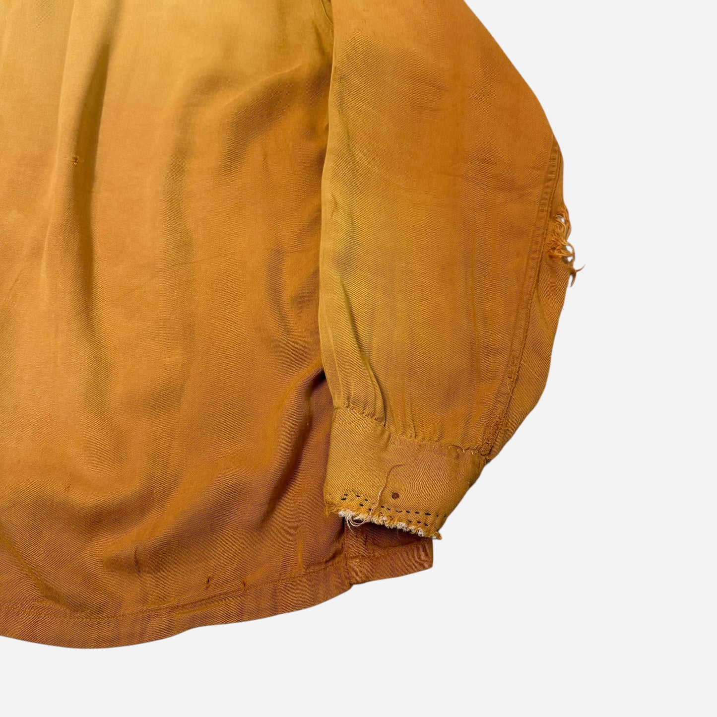 1950s Orange sun faded rayon loop collar shirt (L)