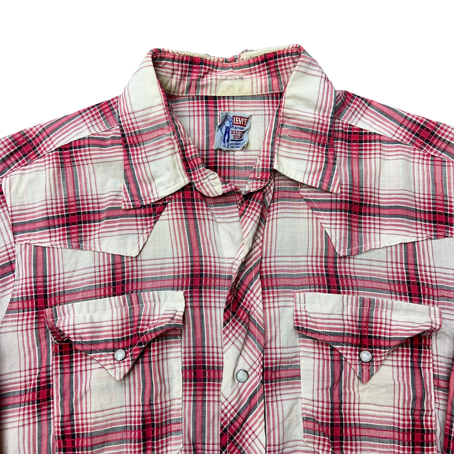 1950s Levi’s red plaid pearl snap shirt (M)