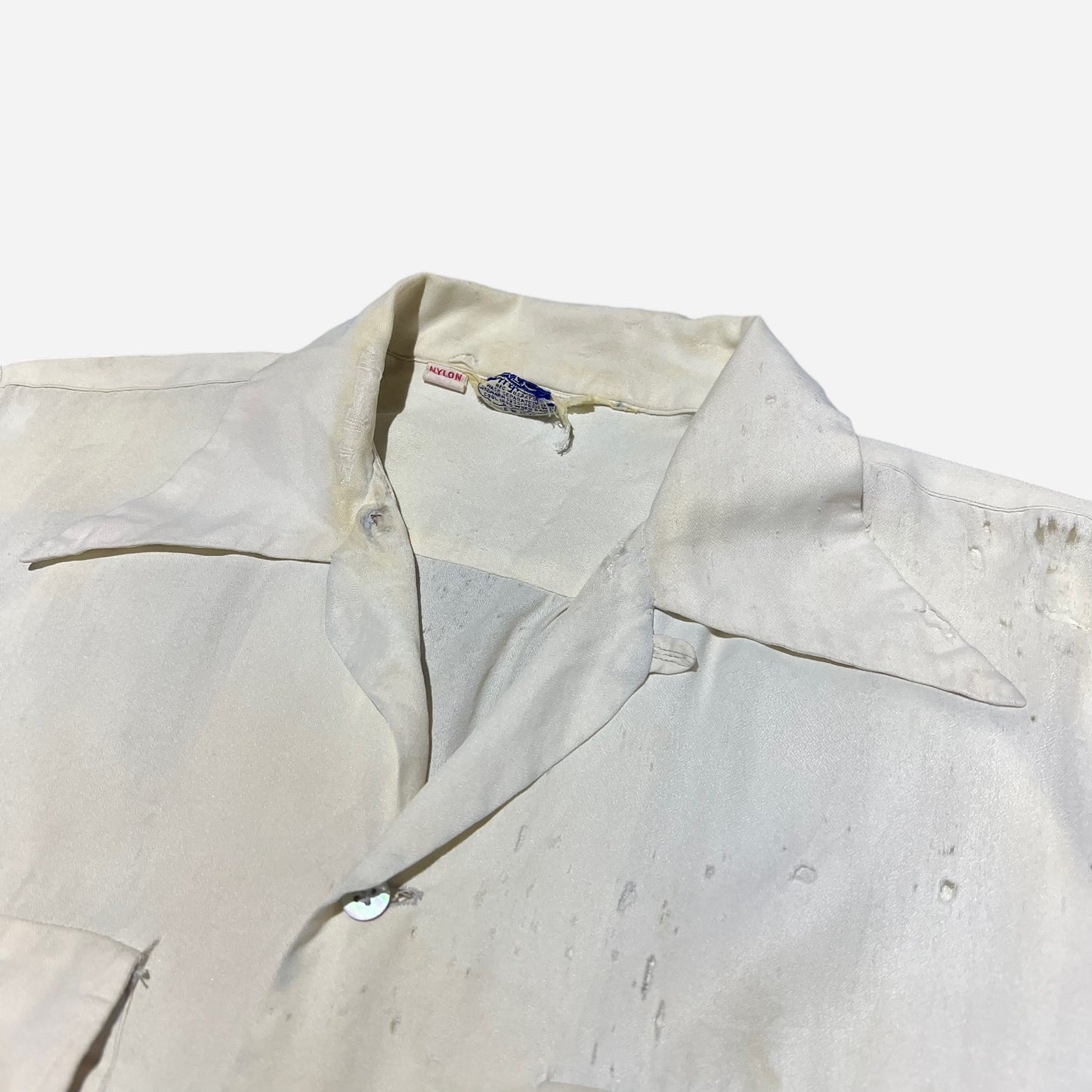 1950s Pilgrim white nylon loop collar shirt (M)