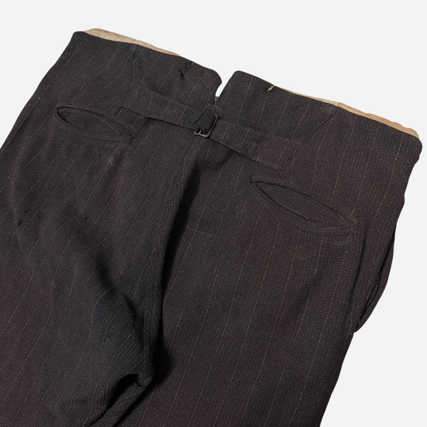 1900s Wool/cotton blend dark purple buckle back pants (35w)