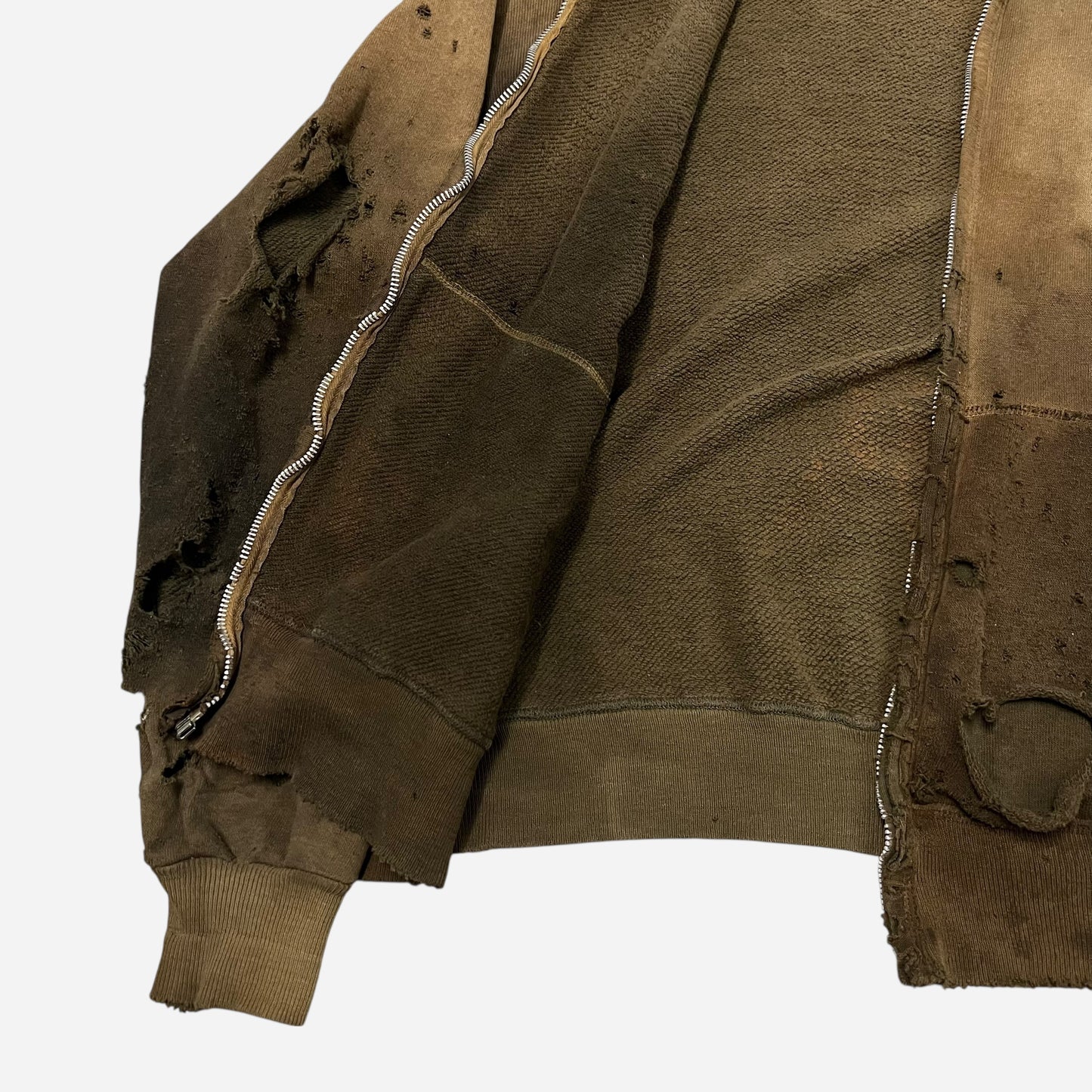 1960s Brown zip up hoodie oil stained (M/L)