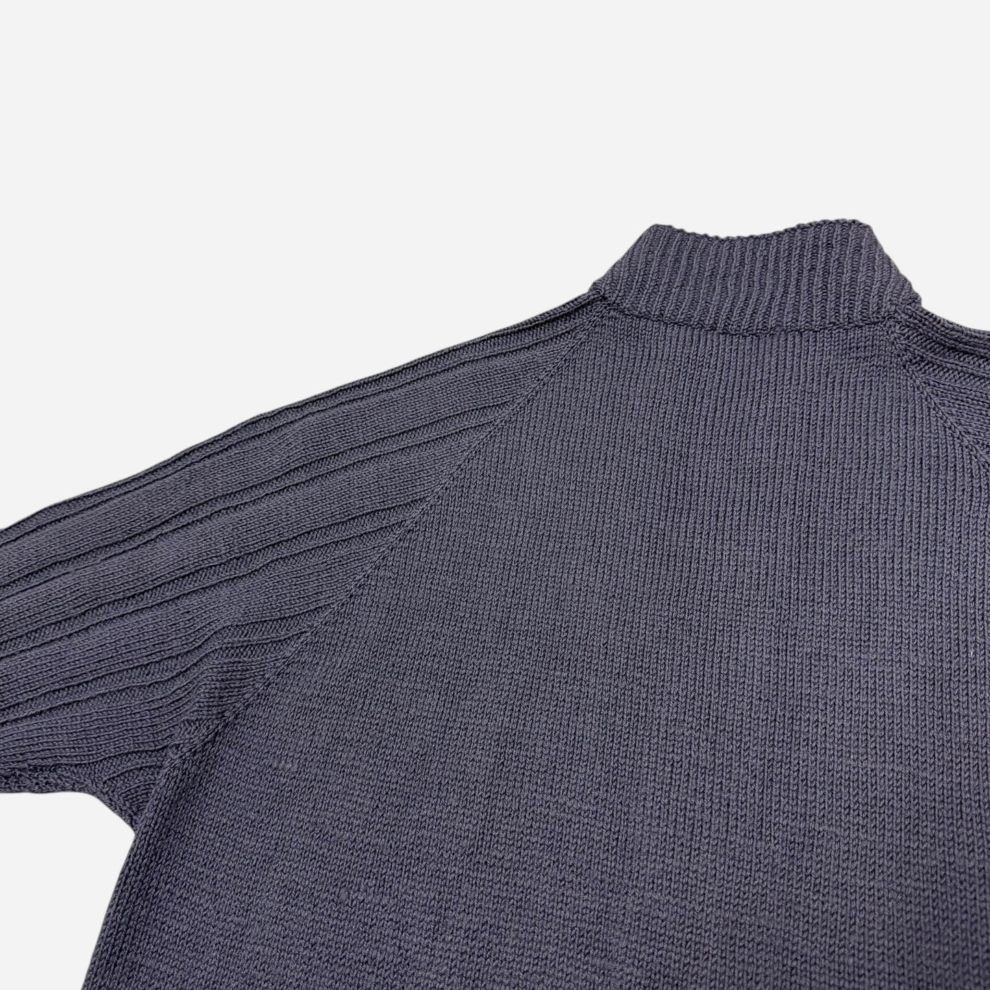 1930s 1940s Light blue ribbed wool talon zip up cardigan (L/XL)