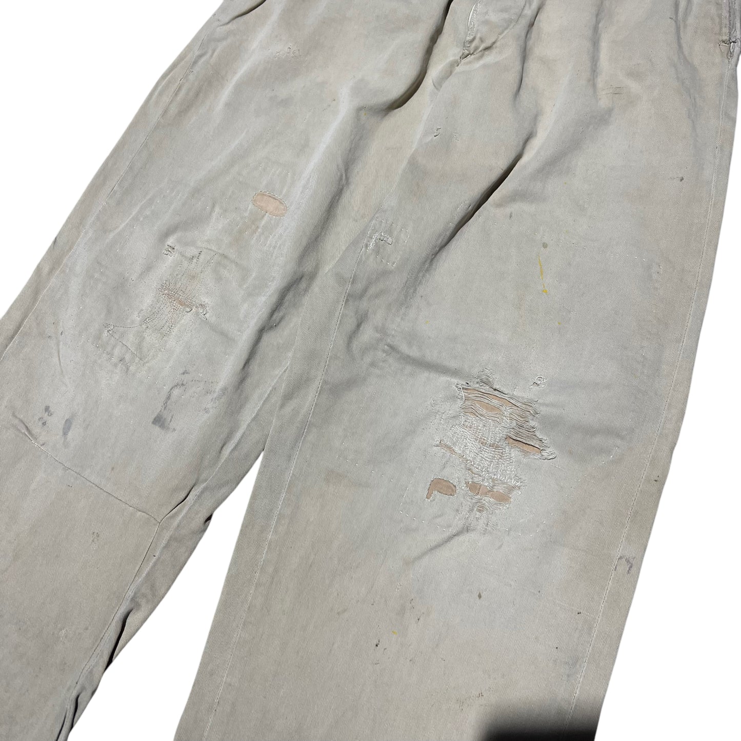 1950s Magnolia Mills cotton pleated button fly khaki chino work pants (30w)