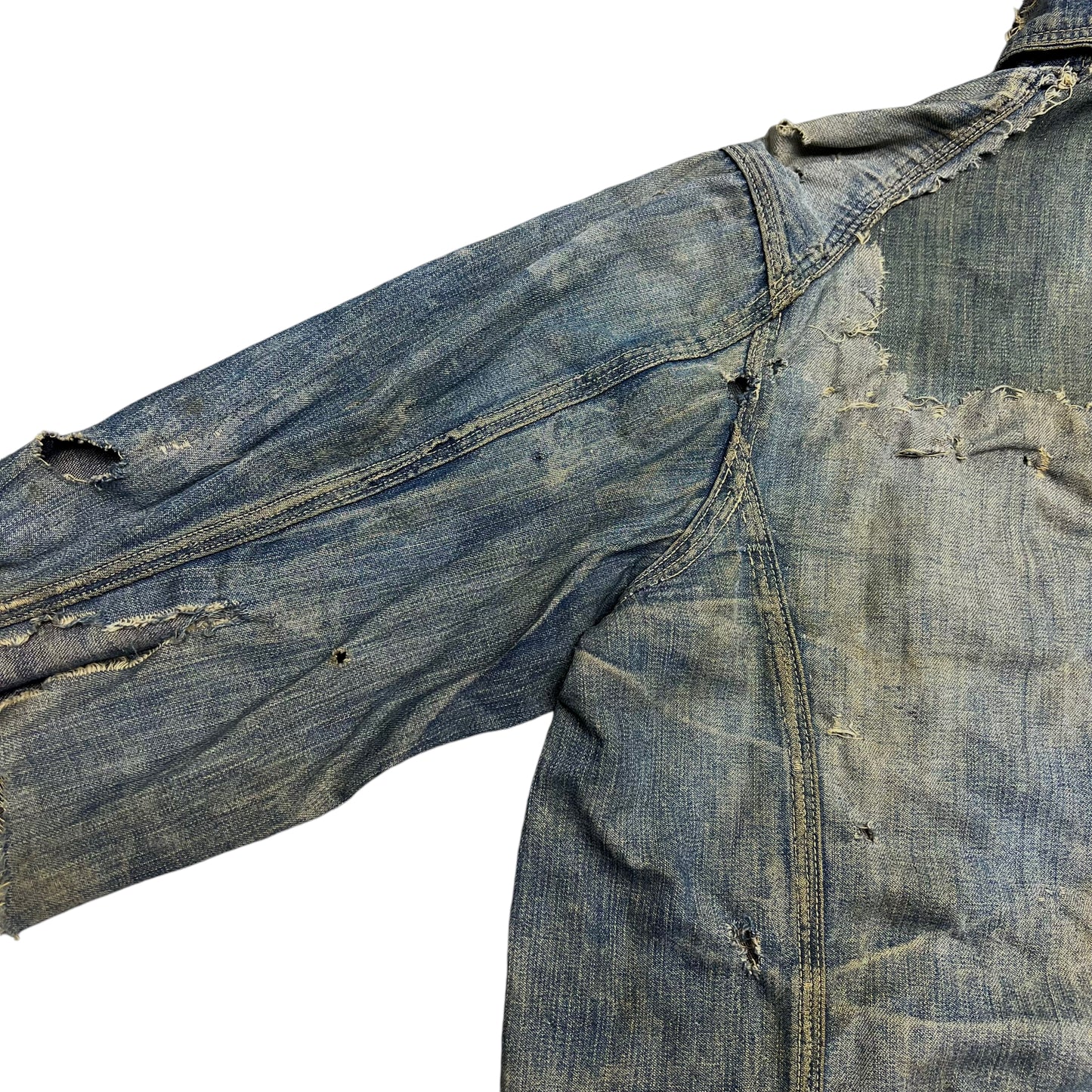 1920s Allen Overall repaired denim chore coat (M)