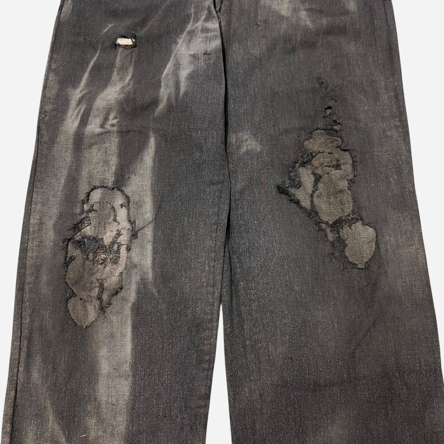 1950s Power House heavily repaired salt & pepper cotton sail cloth work pants (33w)