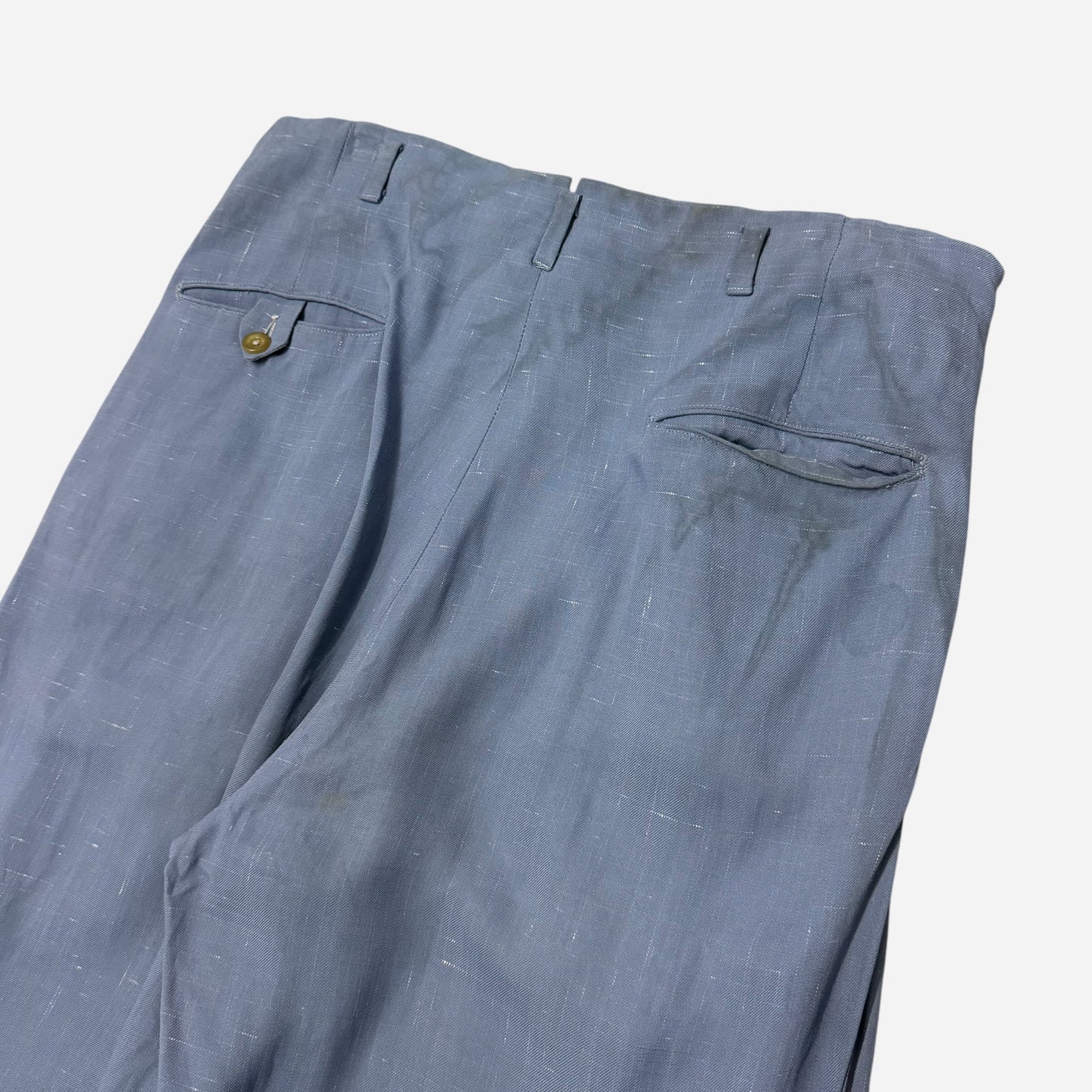 1950s Light blue rayon fleck pattern pleated pants (32w)