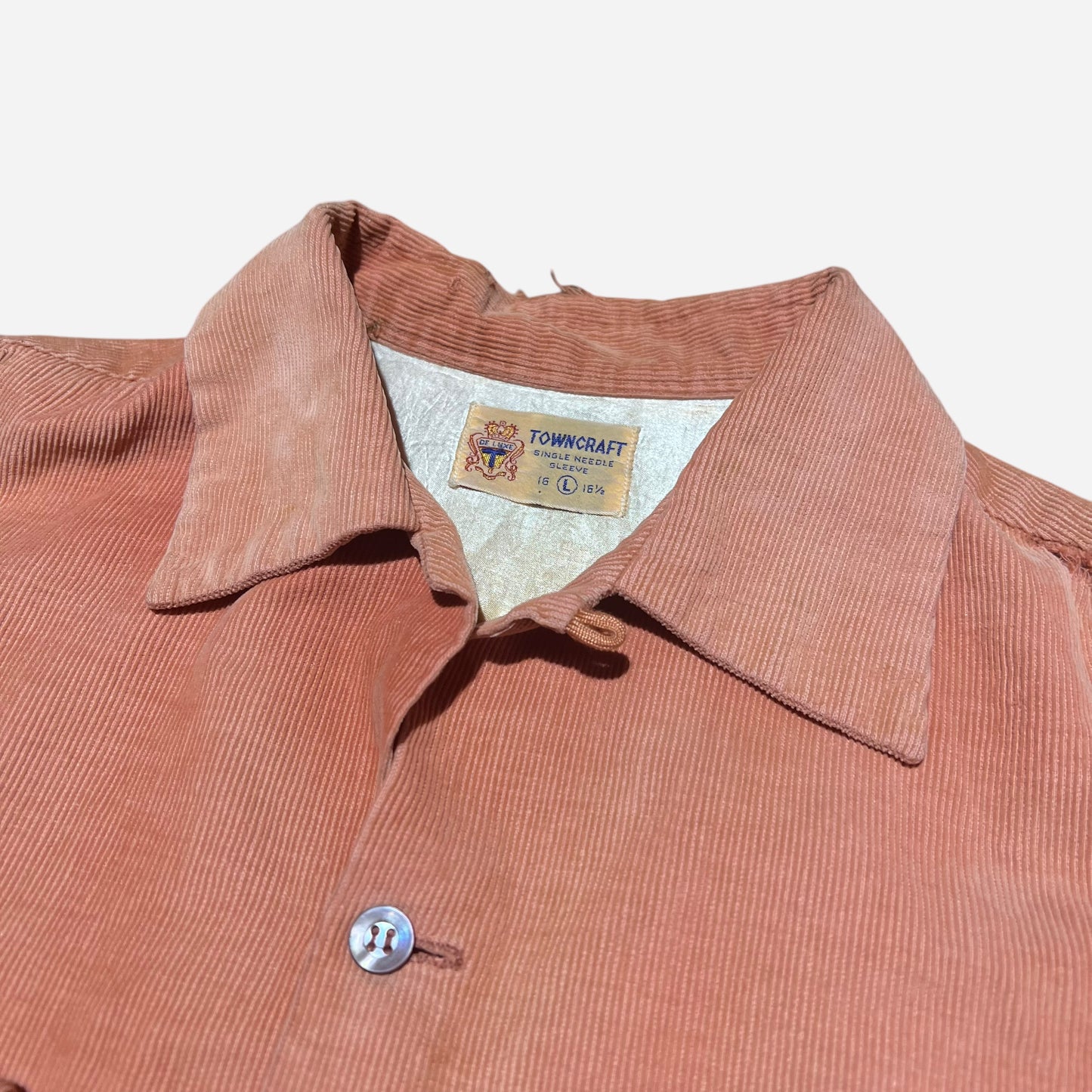 1950s Towncraft orange corduroy loop collar shirt (L)