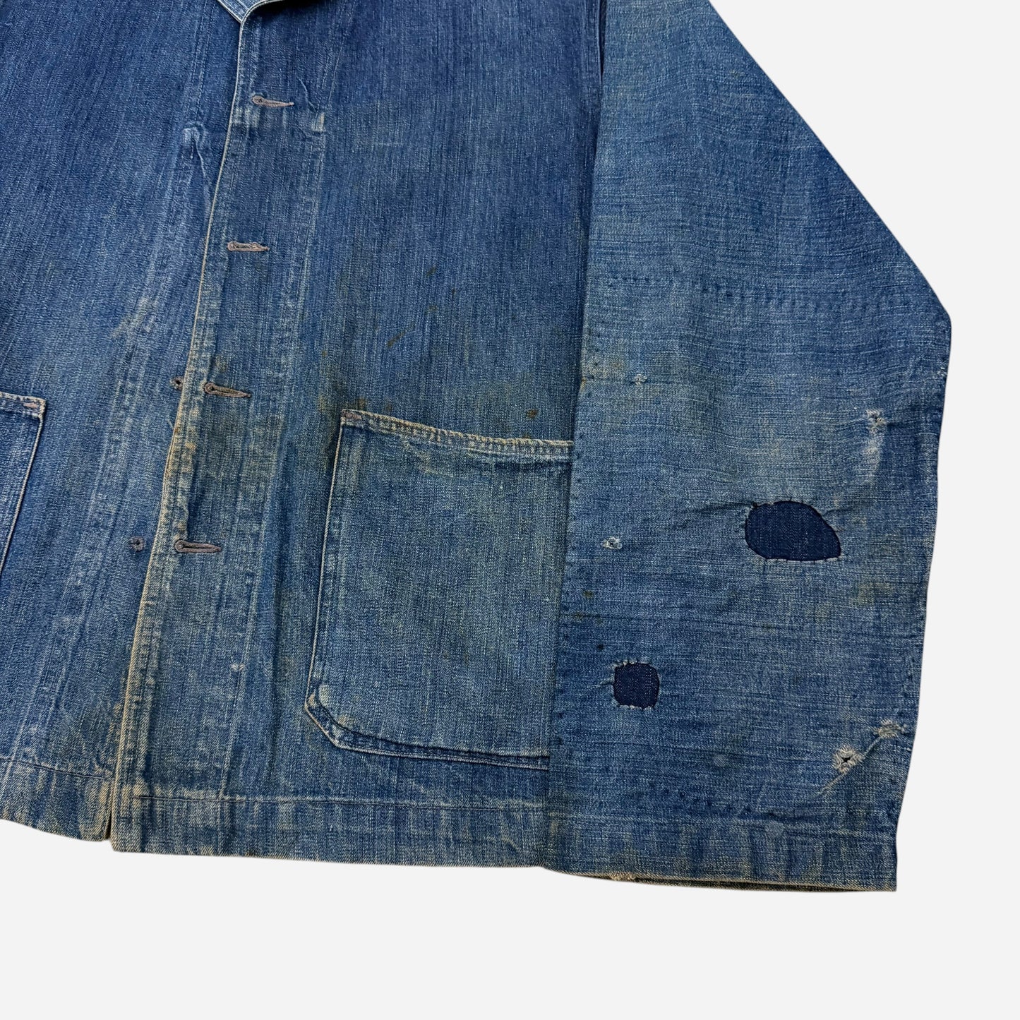 1940s WWII USN denim shawl collar jacket repaired (XL)