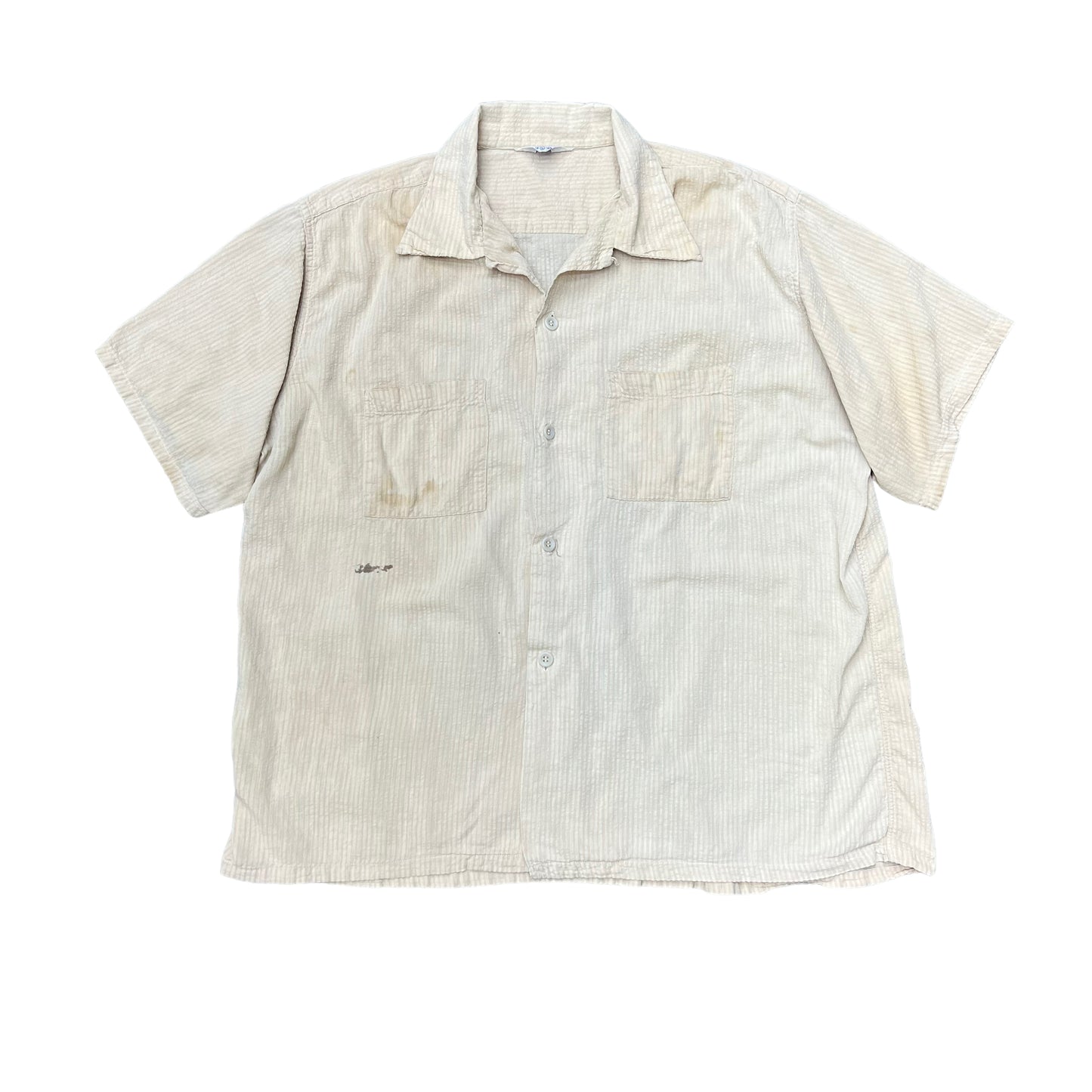 1950s Harper off-white seersucker loop collar shirt (L)