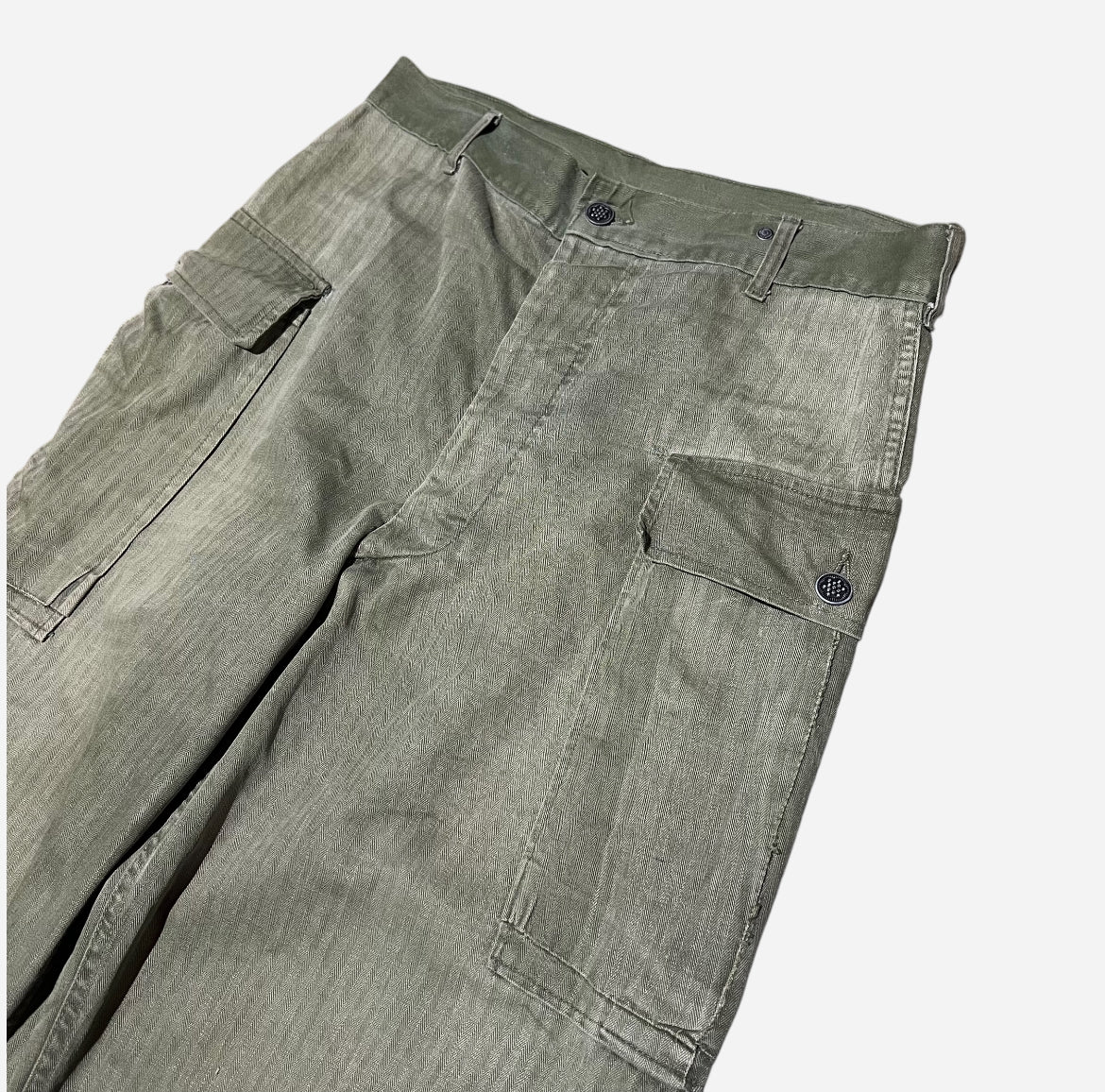 1940s 13 star green hbt cargo pocket pants (32w)
