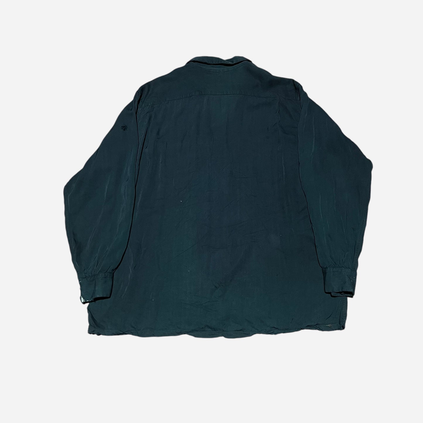 1950s Pine green light rayon loop collar shirt (L/XL)