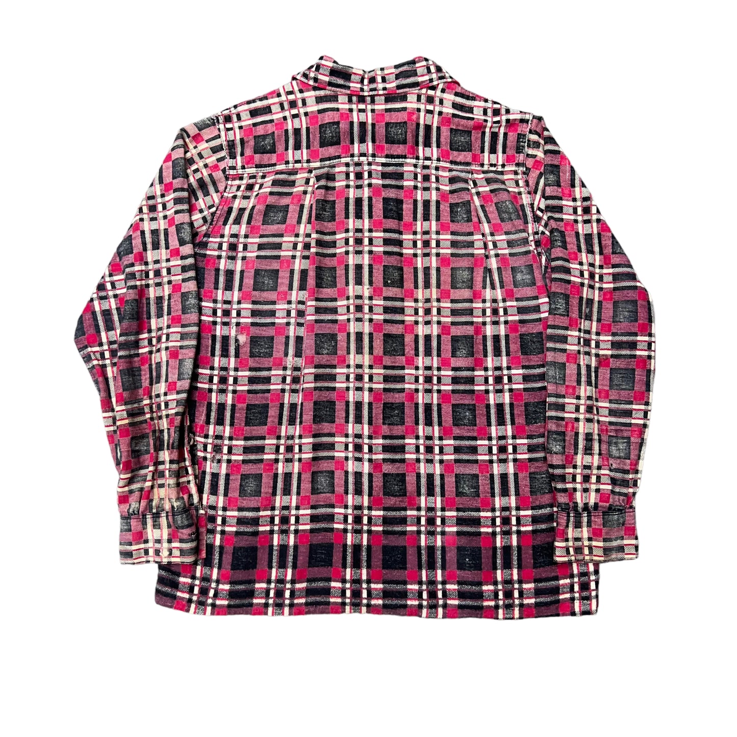 1950s Homemade cotton plaid printed shirt flannel (M/L)