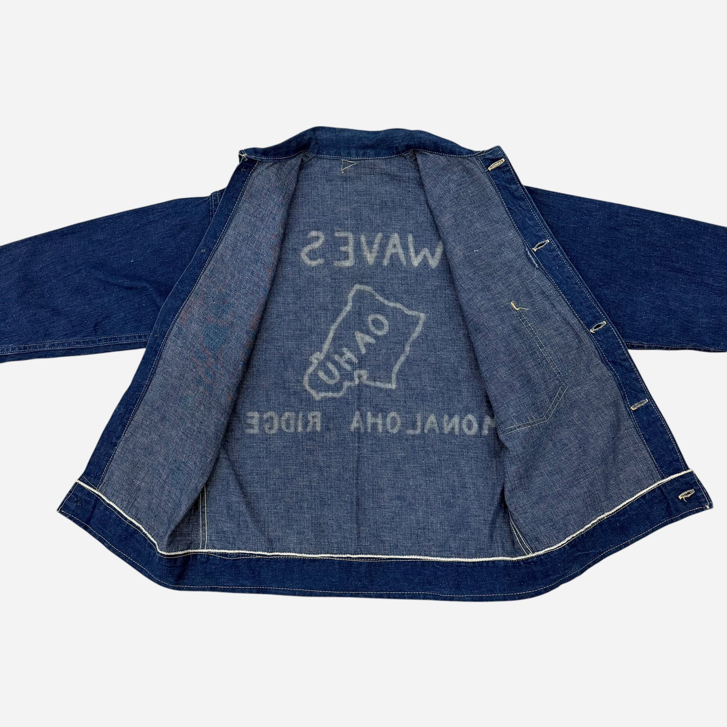 1940s USN W.A.V.E.S single pocket denim work jacket + sweatshirt (S/M)
