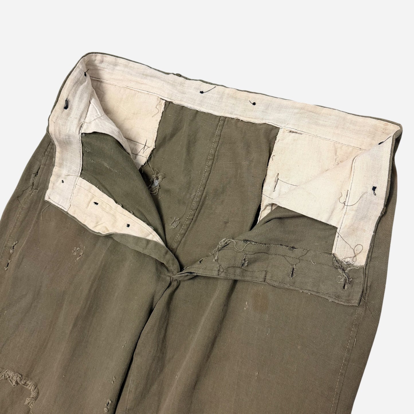 1930s Green light cotton button fly pants (36w)