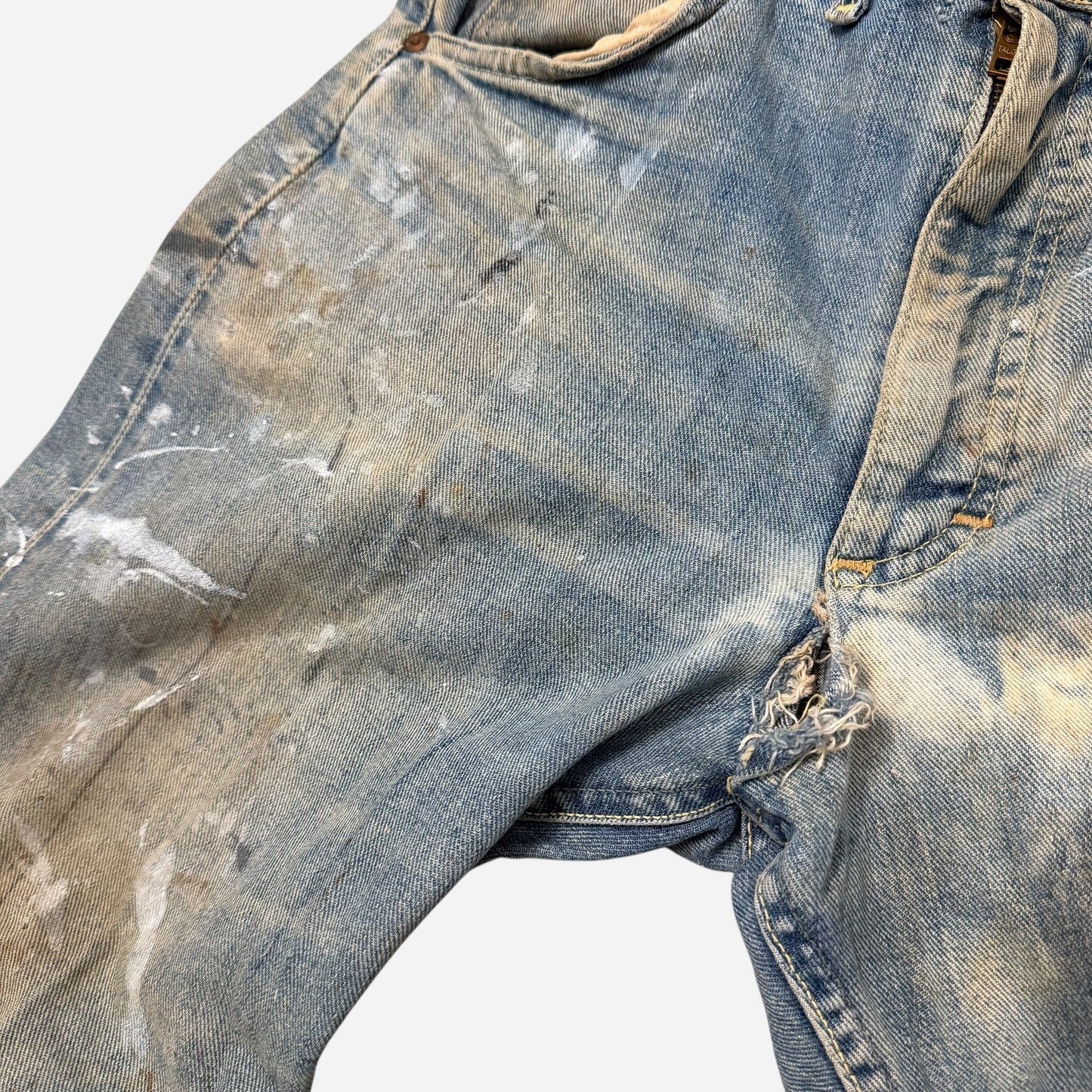 1960s Lee Riders paint splattered half selvedge jeans (32w)