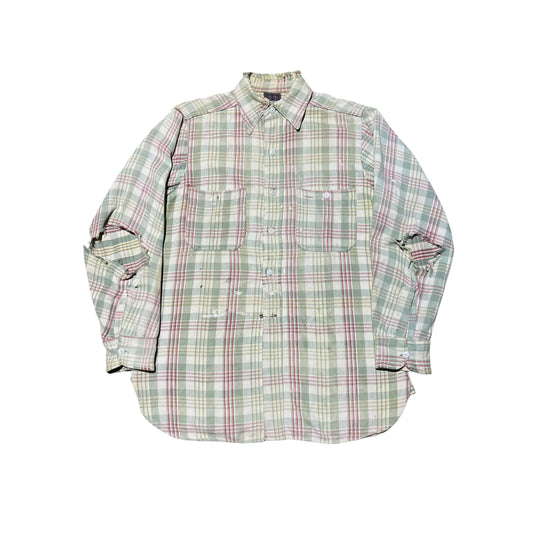 1940s Wards Sun Valley cotton plaid shirt flannel (L/XL)