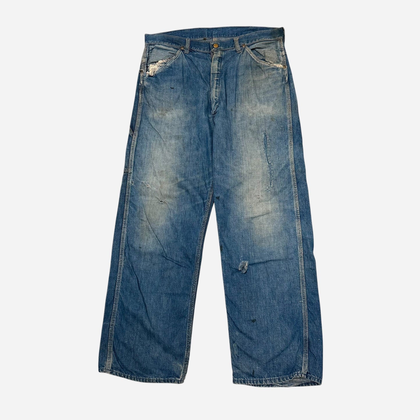 1950s Sanforized denim repaired carpenter jeans (33w)
