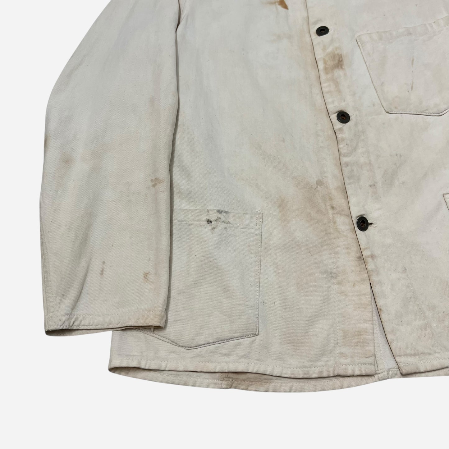 1920s White cotton three pocket chore jacket (S/M)