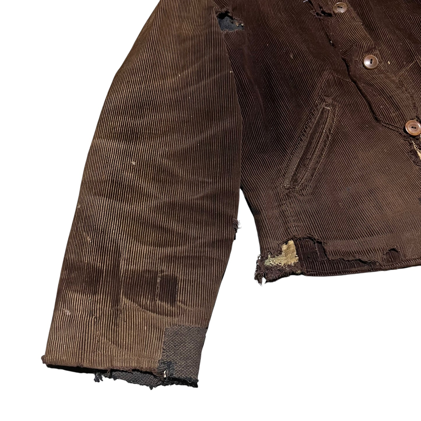 1930s Brown distressed sun faded corduroy work jacket (S/M)