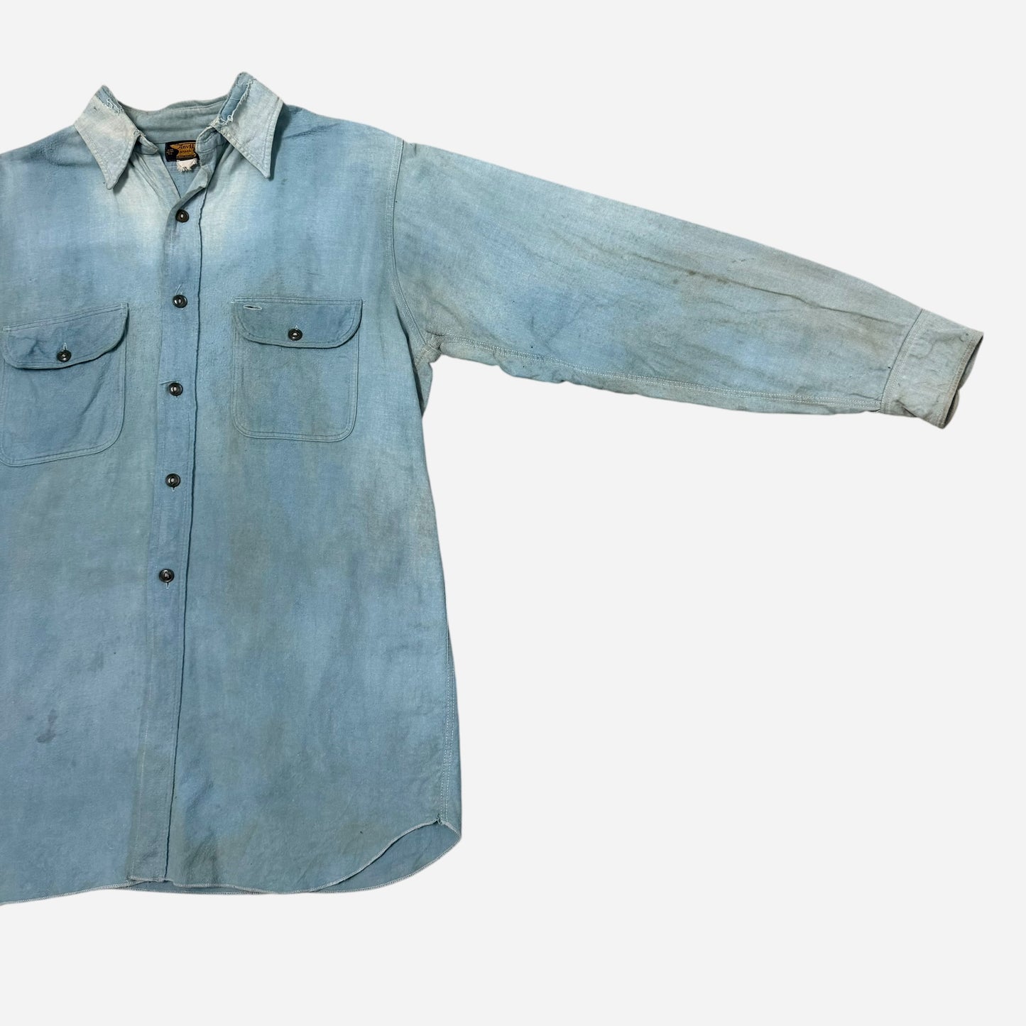 1930s Anvil sun faded cotton moleskin work shirt (M)