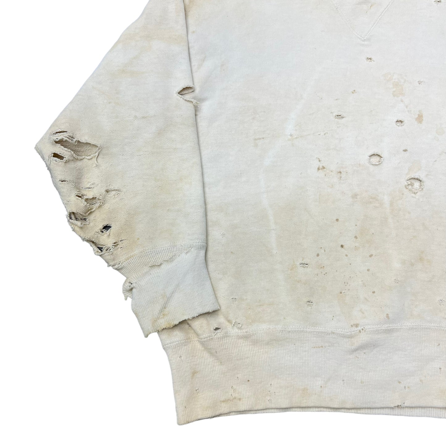 1940s Distressed single-v white sweatshirt (M/L)