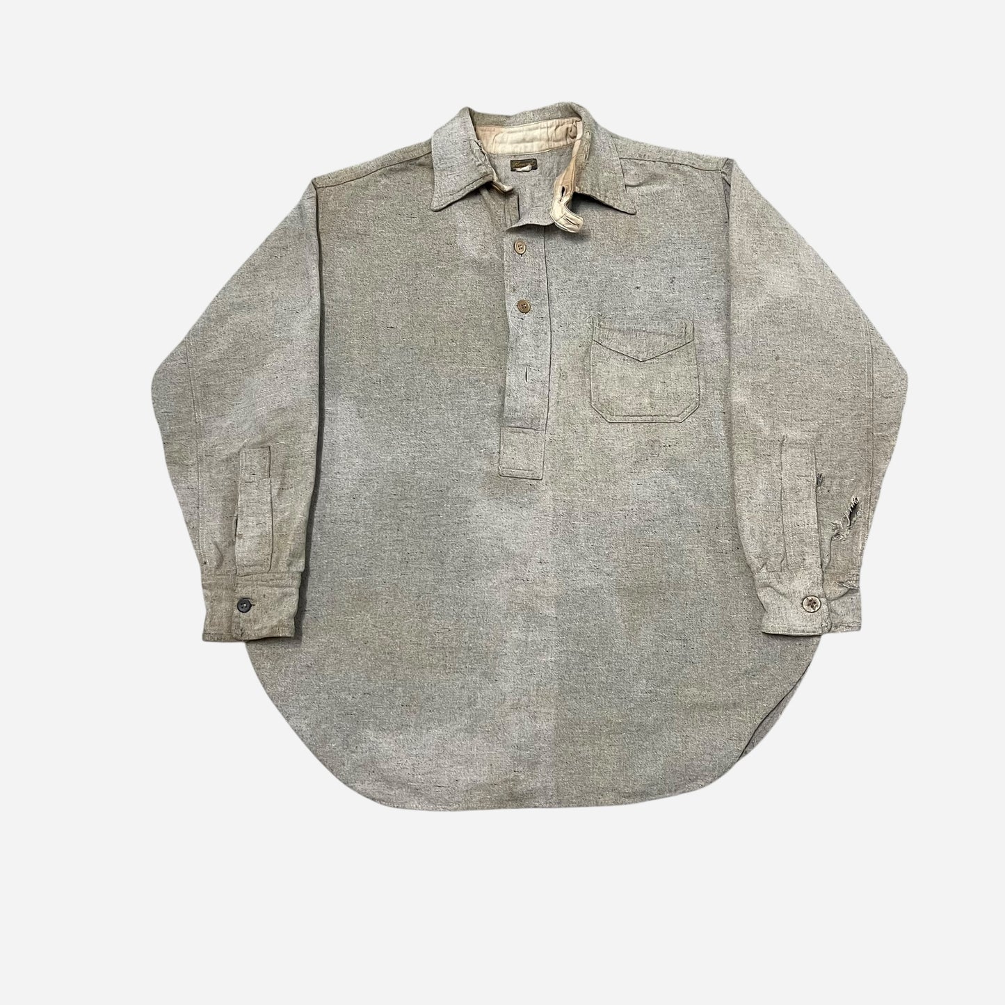 1930s Wool chinstrap flannel work shirt (L)